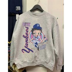 mlb new york yankees betty boop crewneck sweatshirt, mlb new york yankees world series crewneck sweatshirt, ny yankees 9