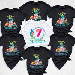 mermaid birthday shirt, family birthday shirt, mermaid girls birthday outfit, birthday party shirt, mermaid birthday fam