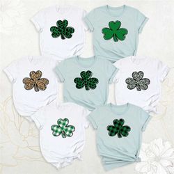 st patrick's leopard clovers shirt, buffalo plaid shamrock shirt, st patrick's day shirt, irish four leaf clover shirt,