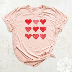 doodle hearts valentines shirt, valentine's day shirt, women valentine outfit, heart graphic shirt, cute heart love shir