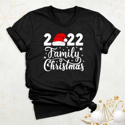 family christmas 2022 with santa hat shirt, snowflake christmas tee, family christmas matching shirt, christmas holiday,
