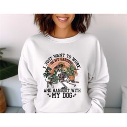 halloween skeleton gardener sweatshirt, skeleton plant planter shirt, i just want to work tee, spooky gardener shirt, ha