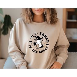 freak in the sheets sweatshirt, funny ghost sweater, cute halloween tshirt, spooky halloween t-shirt, fun halloween tee,