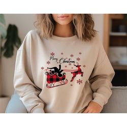 merry christmas deer car sweatshirt, xmas snow shirt, merry christmas sweater,  christmas fun tshirt, xmas gift, christm