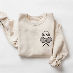monogramm-tennis-sweatshirt, personalisierter tennisball & schlger-pullover, monogramm-tennisspieler-geschenk, tennis-te