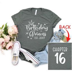 16th birthday shirt, birthday princess shirt, sixteenth birthday party tee, turning 16 birthday gift, shirt for sixteen