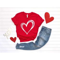 valentines hand drawn heart love t-shirt, cute valentines day shirt, matching valentines tee, love you girlfriend shirt,