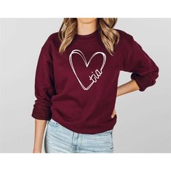 heart tia sweatshirt, mexican aunt sweatshirt, favorite aunt sweatshirt, baby reveal sweatshirt, new aunt bday gift, min