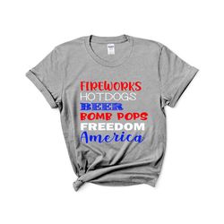 fireworks hotdogs beer freedom america stars & stripes 4th of july / 4th of july shirt / america shirt / rwb