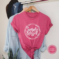 simply blessed wreath shirt, faith shirt, christian shirt, women fall shirt, christmas gift idea, blessed mom shirt, tha