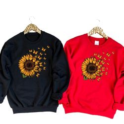 sunflower butterfly sweatshirt, butterfly tee, mothers day gift shirt, sunflower shirt, floral sweatshirt, flowers gift