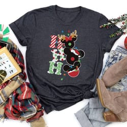 disney christmas ho ho ho shirt, christmas antler mickey head lights shirt sweatshirt hoodie, christmas matching shirt