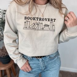 booktrovert sweatshirt, embroidered crewneck sweatshirts, gift ideas for book lovers, librarian hoodie