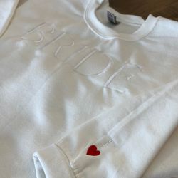 bride and groom embroidered sweatshirts, groom crewneck sweatshirt, bride embroidered sweatshirt