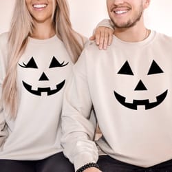 happy face couple matching sweatshirt, halloween couple matching sweatshirt, halloween woman shirt, halloween man shirt
