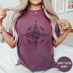 boho tribal compass shirt, happy camper shirt, boho chic clothing, compass gift, girls trip shirt