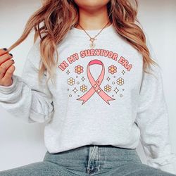 in my survivor era sweatshirt, breast cancer survivor shirt, cancer awareness crewneck, retro font