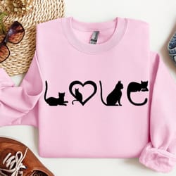 cat sweatshirt, cat love shirt, black cat mom shirt, gift for cat lover, cat lover girls shirt, christmas gift for cat l