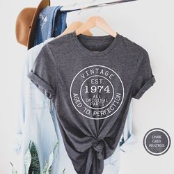 vintage 1974 t-shirt, 50th birthday shirt, 50th birthday gift for women, 50th birthday gift for men, born in 1974