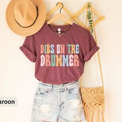 vintage dibs on the drummer shirt, drummer tee, drumming gift, percussionist musician tee, funny wife tee