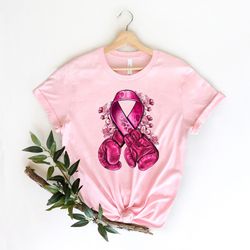 breast cancer boxing gloves shirt, pink ribbon shirt, fight breast cancer shirt, cancer support shirt, breast cancer awa