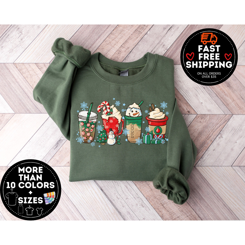 Christmas Coffee Sweatshirt, Pepper Mint Iced latte Sweater, Christmas Matching Sweatshirt, Cozy Winter Women Shirt, Christmas Latte Shirt.jpg