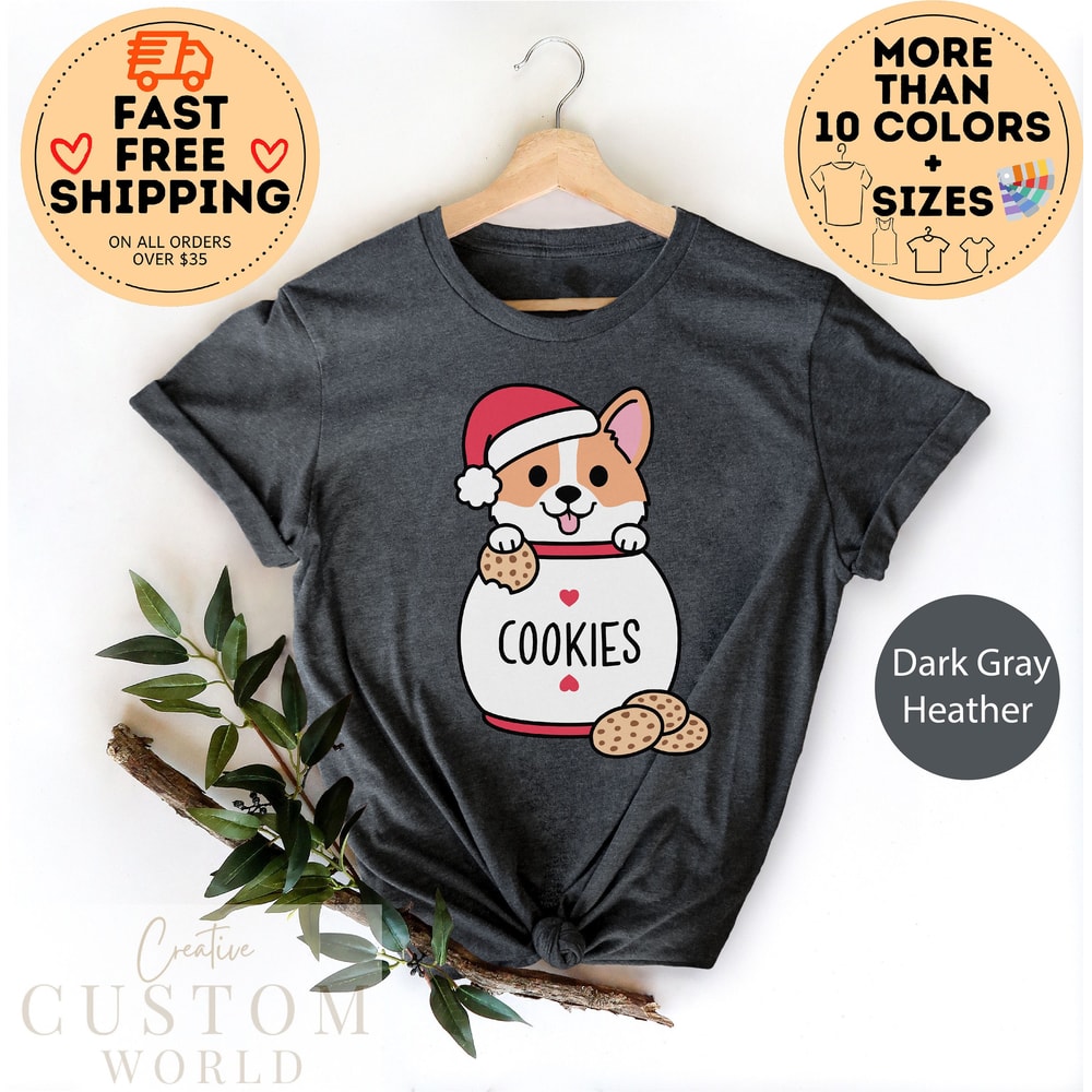 Christmas Corgi Shirt, Christmas Cookie Tshirt, Corgi Mom Shirt, Dog Lover Gift, Christmas Tshirt, Winter Holiday Shirts, Puppy Lover Shirt.jpg
