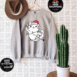 christmas kitty sweatshirt, cute christmas sweater, cat mom shirt, cat lover gift, womens christmas pajamas, cat owner t