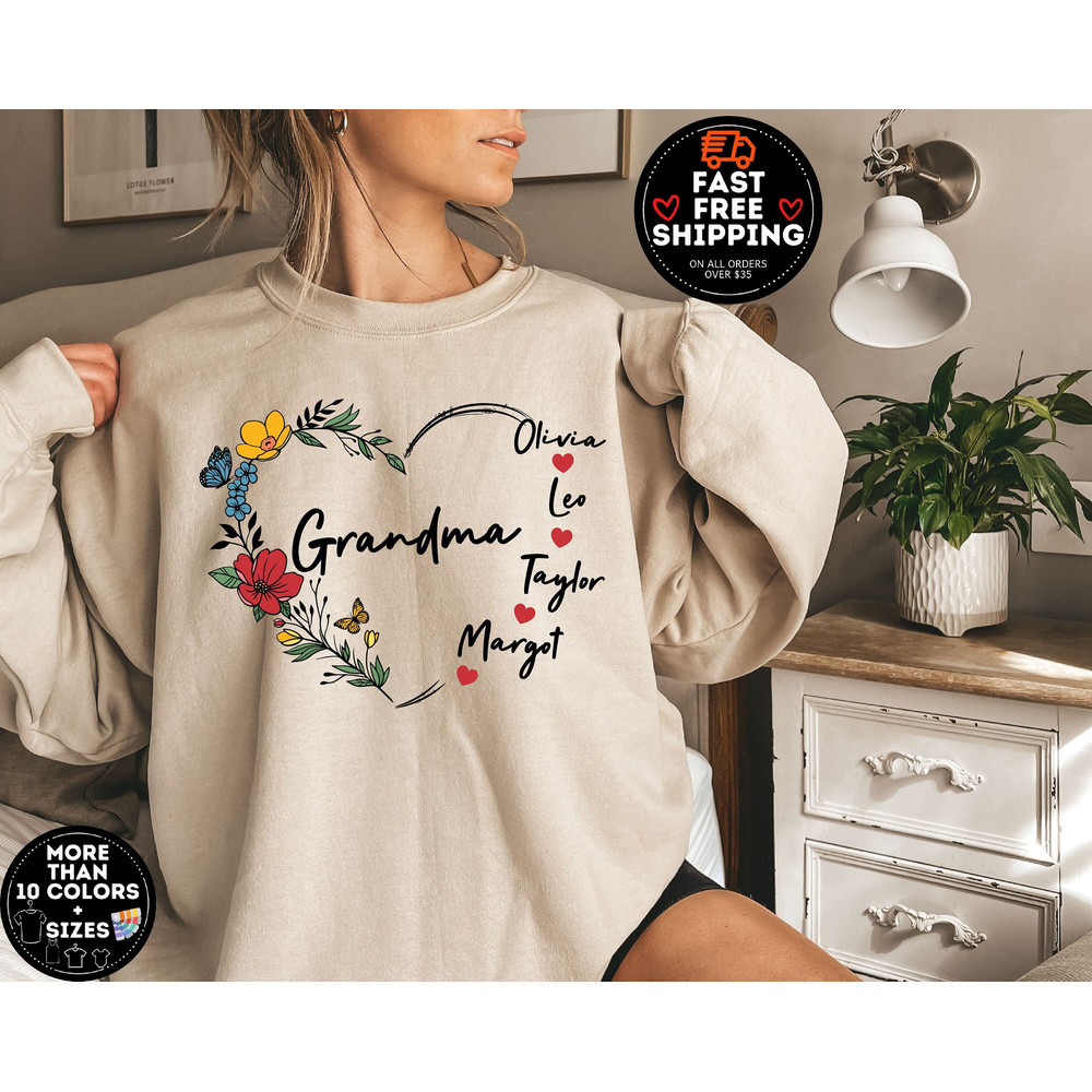 Custom Grandma Sweatshirt, Personalized Grandma Shirt For Mother's Day, Nana Shirt With Grandkids Name, Mimi Sweatshirt Abuela, Grandma Tees.jpg