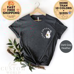 cute spook season shirt, cute ghost shirt, cute and scary tees, halloween party shirt, halloween woman shirts, pumpkin f