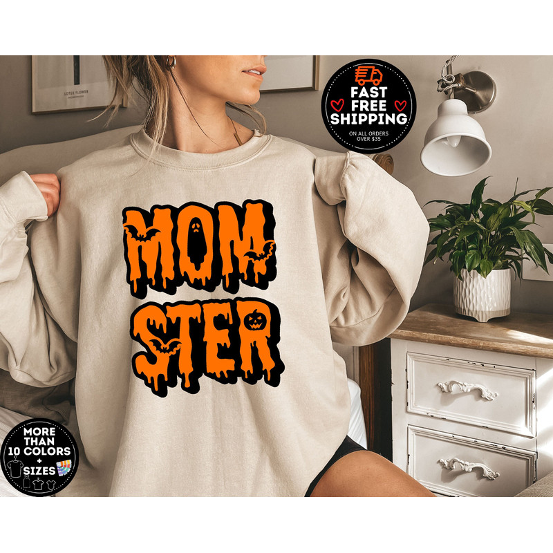 Halloween Momster Sweatshirt, Funny Halloween Crewneck Sweatshirts for Women, Momster Shirt, Halloween Mother Shirt, Halloween Crewneck.jpg