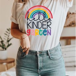 hello kindergarten shirts, back to school shirt, kindergarten teacher shirt, first day of school shirt, first grade teac