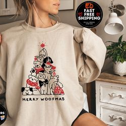 merry woofmas sweatshirt, christmas dog tree , christmas dog sweatshirt, retro christmas shirt, dog mom shirt, funny chr