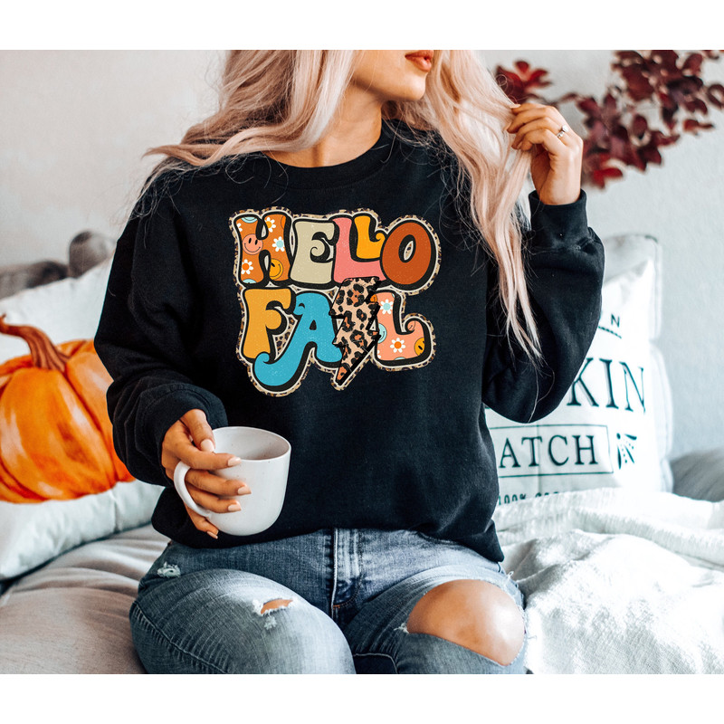 Hello Fall Leopard Shirt, Cute Fall Shirt, Fall Shirts, Fall T-Shirt, Happy Fall Shirts, Autumn Shirt, Thanksgiving Shirt, November Shirt.jpg