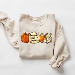 hello pumpkin sweatshirt, pumpkin coffee sweatshirt, fall sweatshirt, fall season shirt, coffee lover tee, pumpkin spice