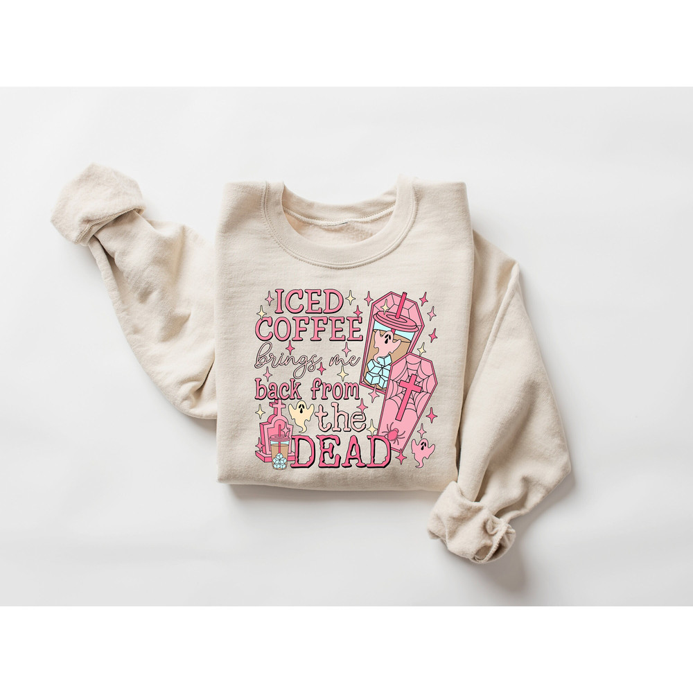 Iced Coffee Cups Sweatshirt, Coffee Cups Sweatshirt, Skull Coffee Cup Sweatshirt, Skeleton Halloween Sweatshirt, Coffee Lover Sweatshirt.jpg