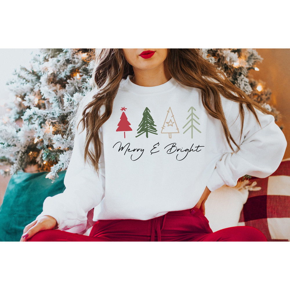 Merry and Bright Shirt, Cute Christmas Shirt, Leopard Print, Buffalo Plaid, Christmas Tree, Holiday Shirt, Womens Christmas Shirt, Xmas Gift.jpg