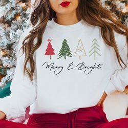 merry and bright shirt, cute christmas shirt, leopard print, buffalo plaid, christmas tree, holiday shirt, womens christ