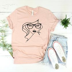 model girl shirt, cute lady modelling face shirt, woman style model, silhouette shirt, woman design, gift for her, girlf