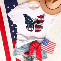 4th of july shirt,american flag butterfly shirt,independence day shirt,america shirt,sunflower shirt,patriotic shirt,mem