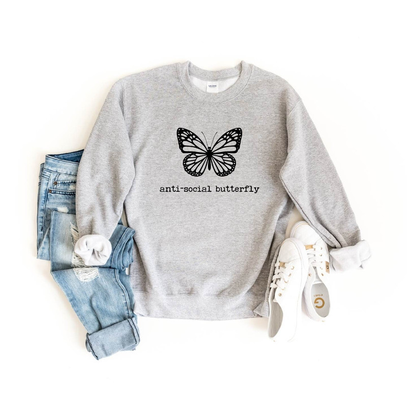 Anti -Social Butterfly Sweatshirt, Mom Sweatshirt, Funny Mom Shirt, Mother's Day Gift, Cool Mom Shirt, Graphic Tee for Mom, Mom Shirt.jpg