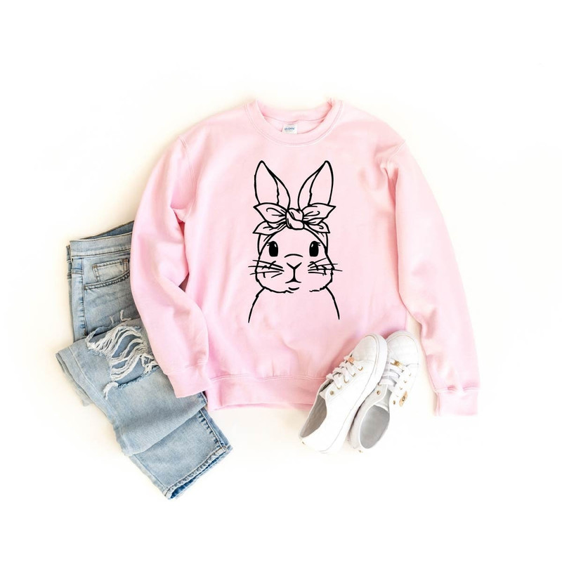 Easter Day Bunny Sweatshirt, Happy Easter Day, Happy Easter Sweatshirt, Happy Easter Gift, Bunny Floral Sweater, Bunny With Bandana.jpg