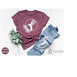 hummingbird shirt for women, floral hummingbird shirt, bird lover, nature lover, hummingbird books shirt, monogram graph