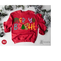 merry bright sweatshirt, christmas sweatshirt, merry and bright, holiday sweater, merry and bright sweater,gift for chri