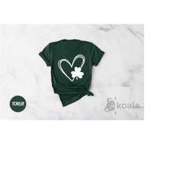 shamrock leaf heart st patrick's day shirt, st patricks day shirt, st paddys, clover green womens shirt, cute st pattys