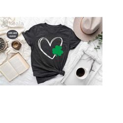 shamrock leaf heart st patrick's day shirt, clover green womens shirt, st patricks day shirt, st paddys, cute st pattys