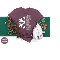dasher dancer prancer vixen shirt, christmas comet cupid shirt, donner blitzen rudolph t-shirt, santa's reindeers shirt,