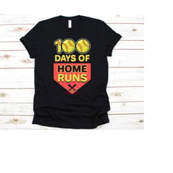100 days of home runs shirt, gift for baseball players, catcher shirt, baseball lover, softball, baseball, 100th day, ba