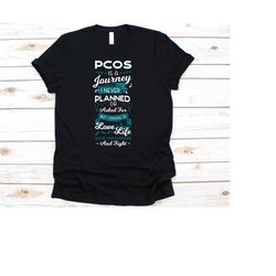 pcos is a journey i never planned shirt, awareness shirt for polycystic ovary syndrome warrior fighter, teal ribbon gift