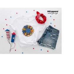american flag sunflower, usa t-shirt, sunflower, sunflower flag, floral flag shirt, patriotic shirt, bella canvas, 4th o